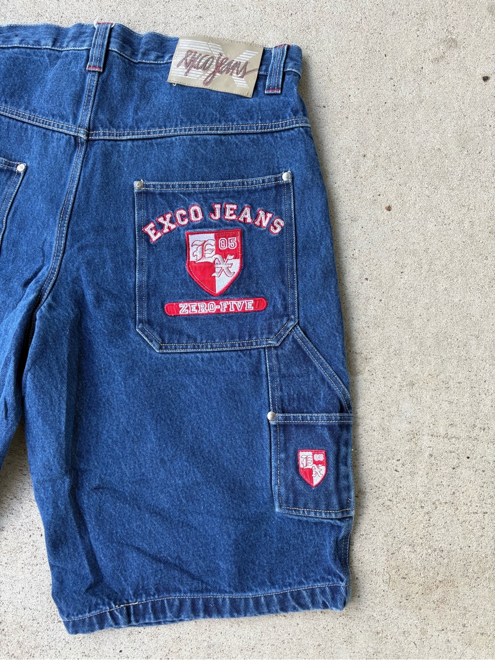 Vintage Y2K Exco Jeans Baggy Embroidered Denim Jorts - 36W - Picture 2 of 6